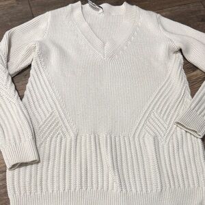 Athleta Ivory V-Neck Sweater